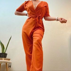 BRAND NEW NWT STUNNING ORANGE WRAP JUMPSUIT
